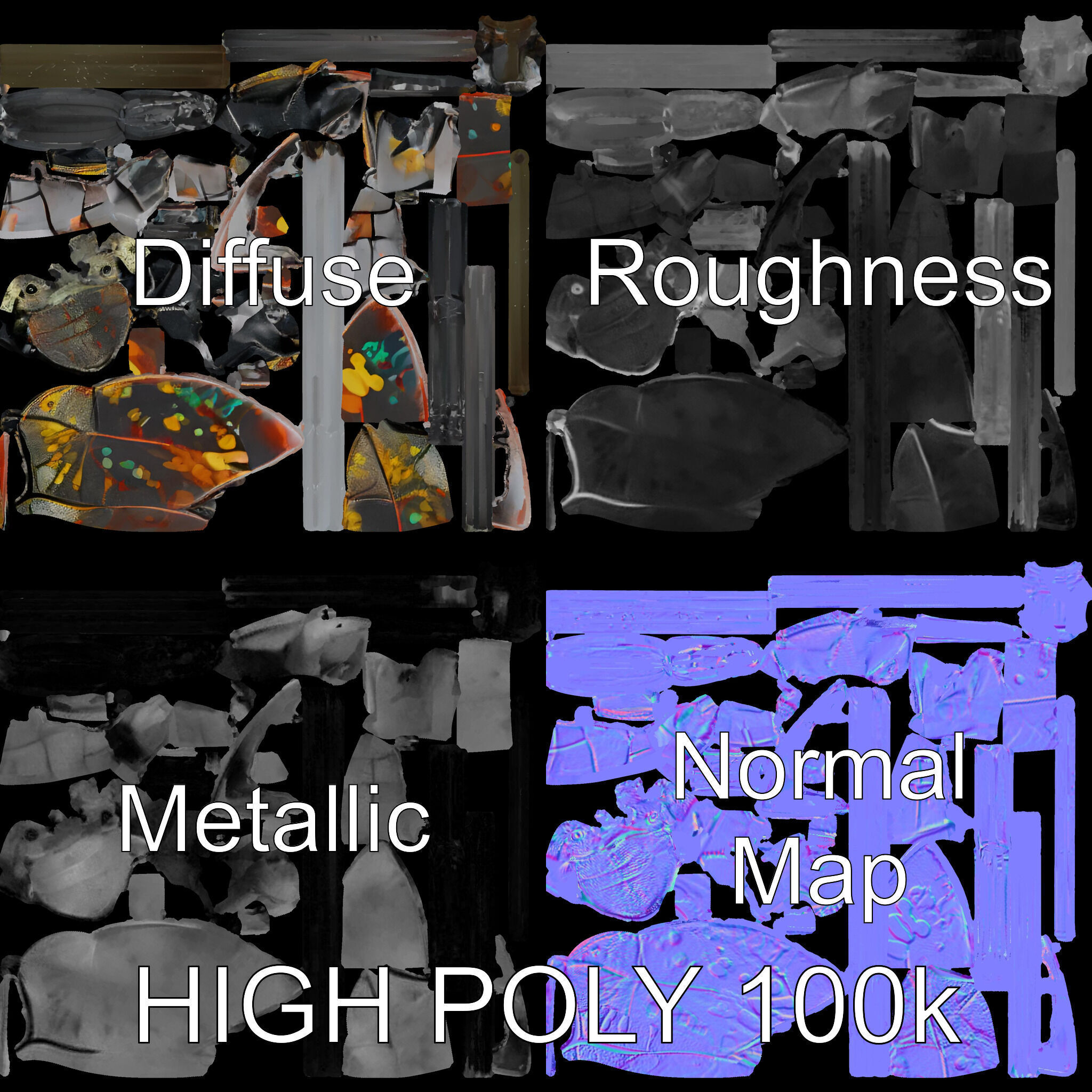 Colorful Beetle Insect Model Pack for D Rendering and Games Low-poly 3D model_2