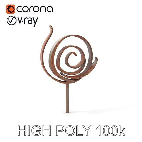 Spiral Rusted Metal Sculpture Model Pack Low-poly 3D model
