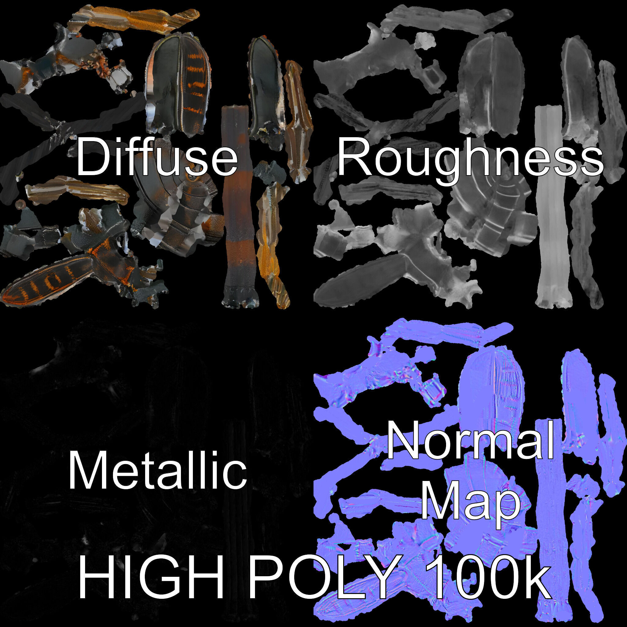 Realistic Insect Model Pack for Game and Film Production Low-poly 3D model_3