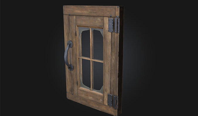 Rustic Window Frame Weathered Wooden 3D model
