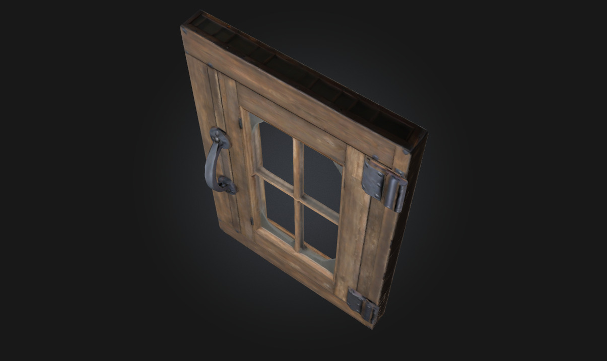 Rustic Window Frame Weathered Wooden 3D model_4