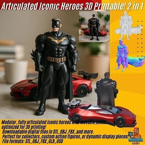 Superhero Supercar 3D Printable Dynamic Duo Set 3D print model