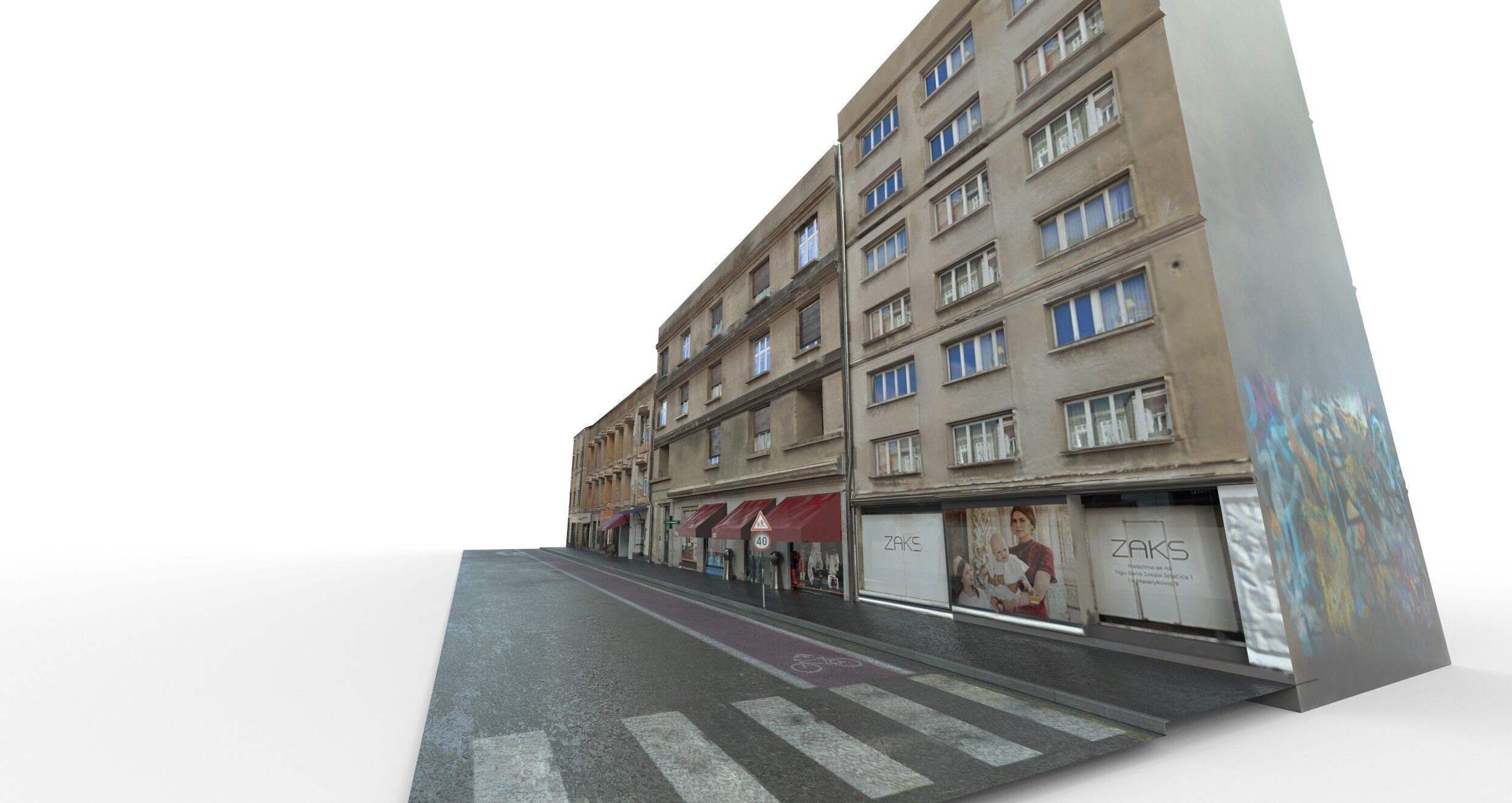 Realiistic Street Scene Low-poly 3D model_3