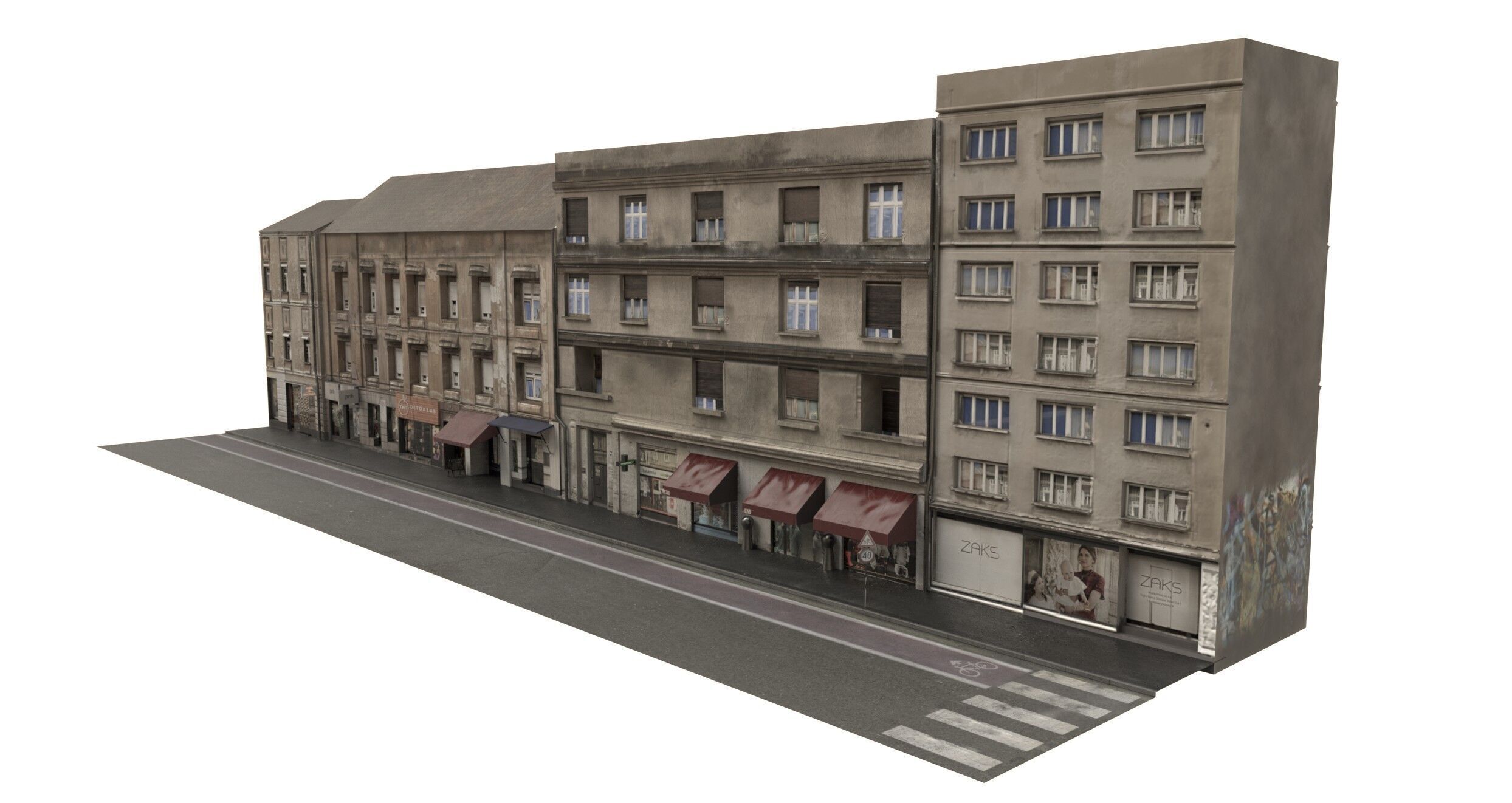 Realiistic Street Scene Low-poly 3D model_10