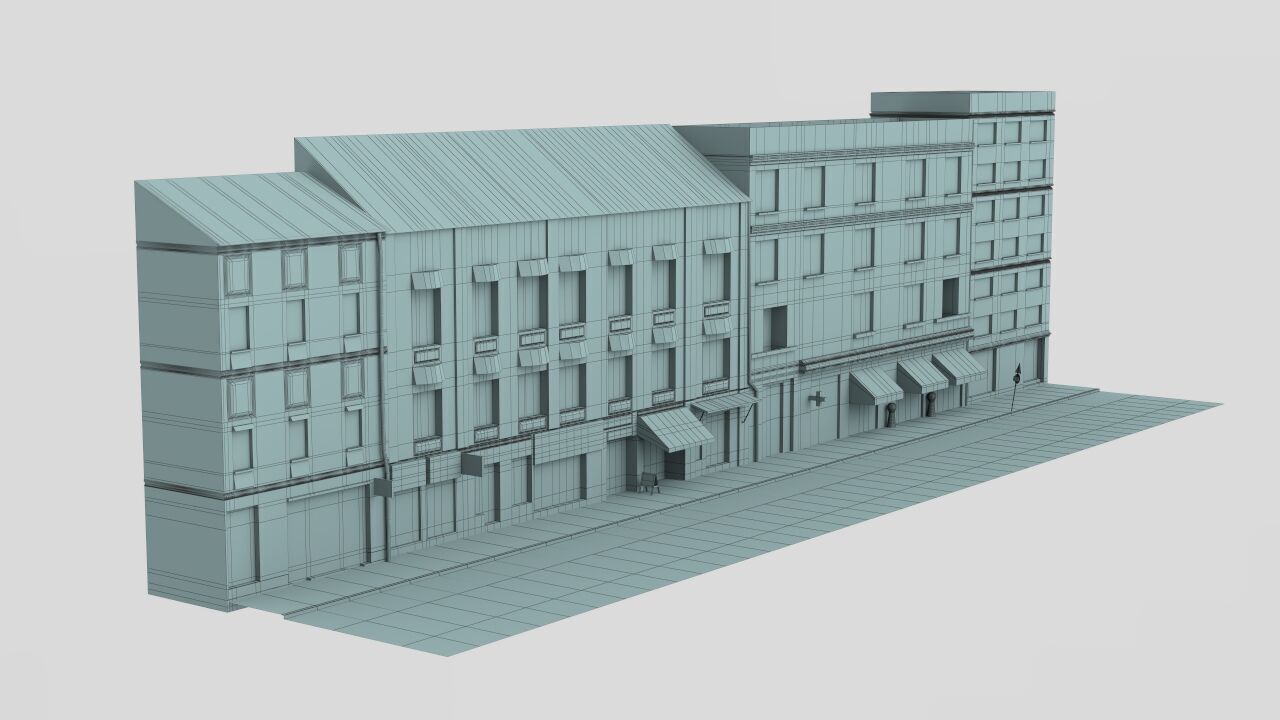 Realiistic Street Scene Low-poly 3D model_13