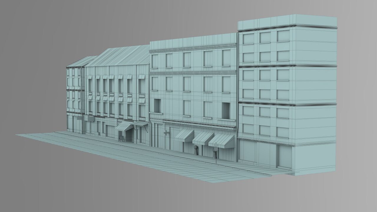 Realiistic Street Scene Low-poly 3D model_14