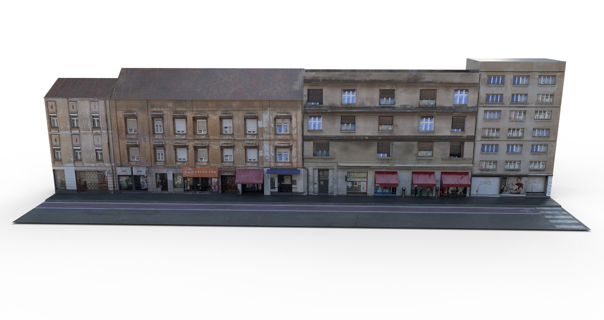 Realiistic Street Scene Low-poly 3D model_1