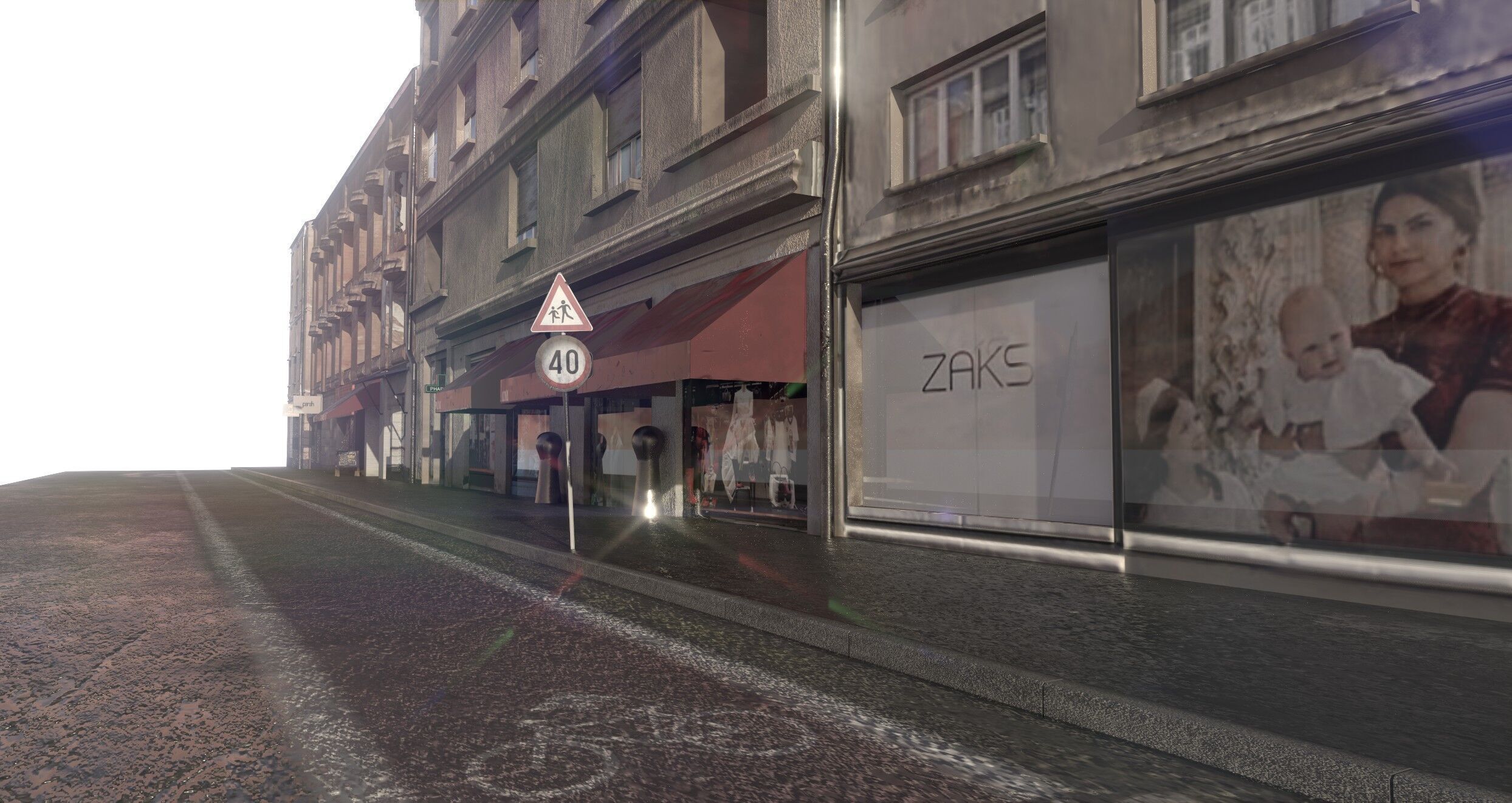 Realiistic Street Scene Low-poly 3D model_4
