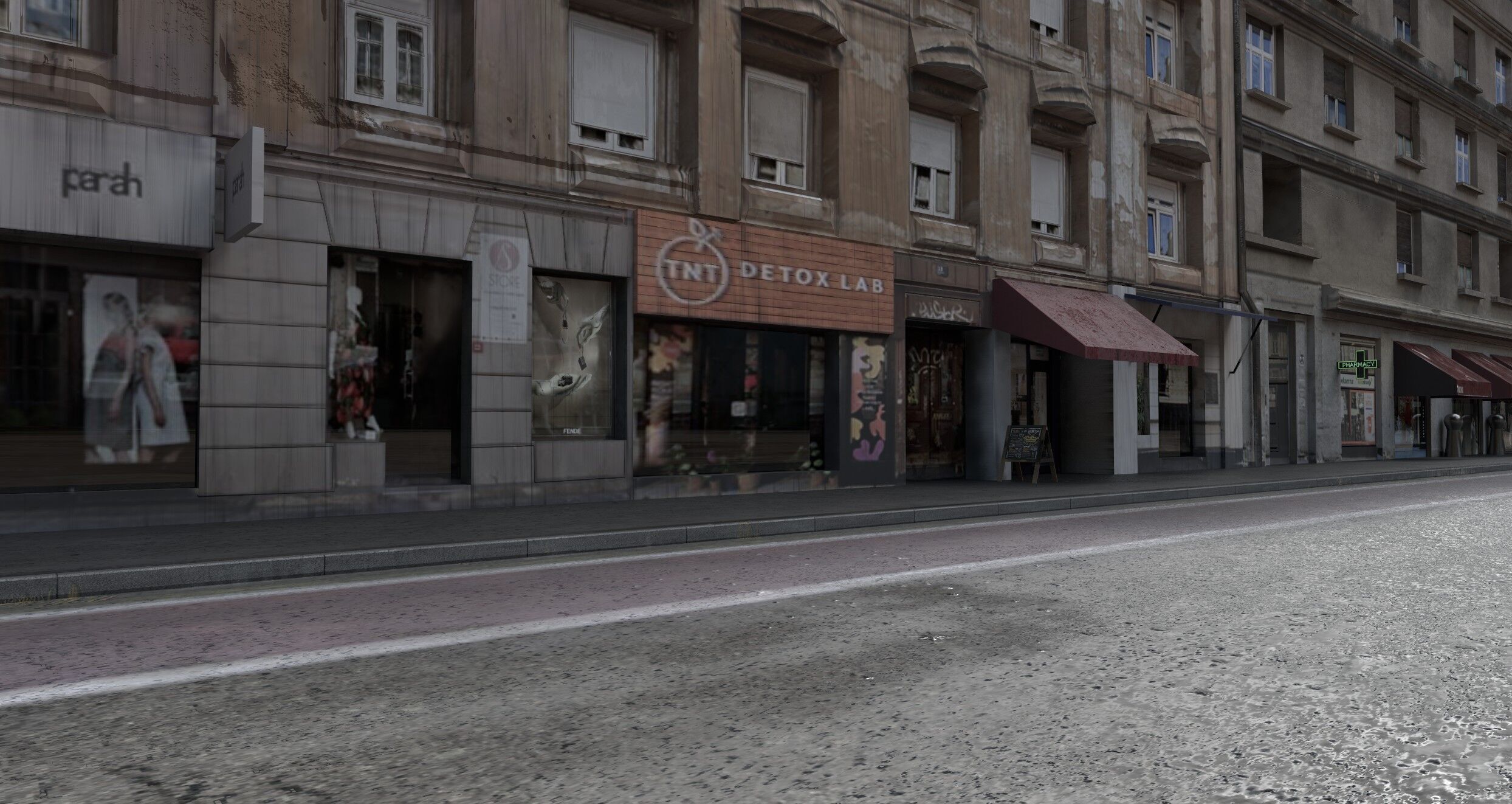 Realiistic Street Scene Low-poly 3D model_5