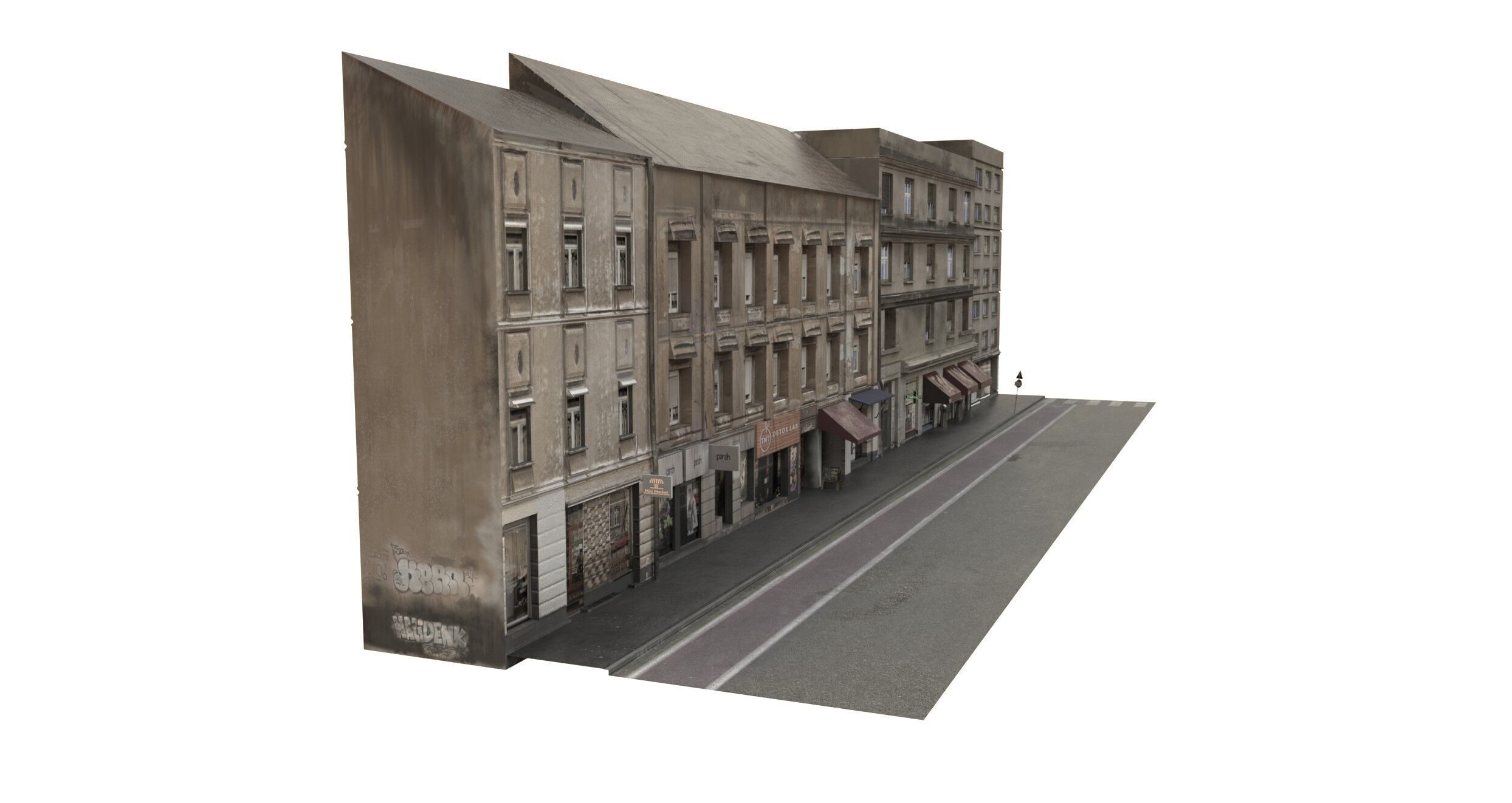 Realiistic Street Scene Low-poly 3D model_11