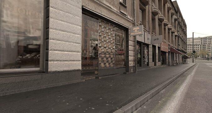 Realiistic Street Scene Low-poly 3D model