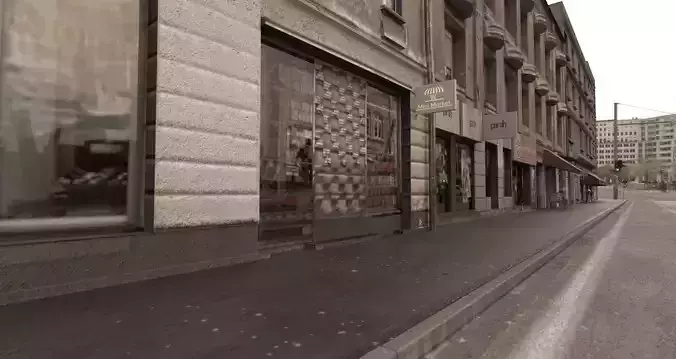 Realiistic Street Scene Low-poly 3D model