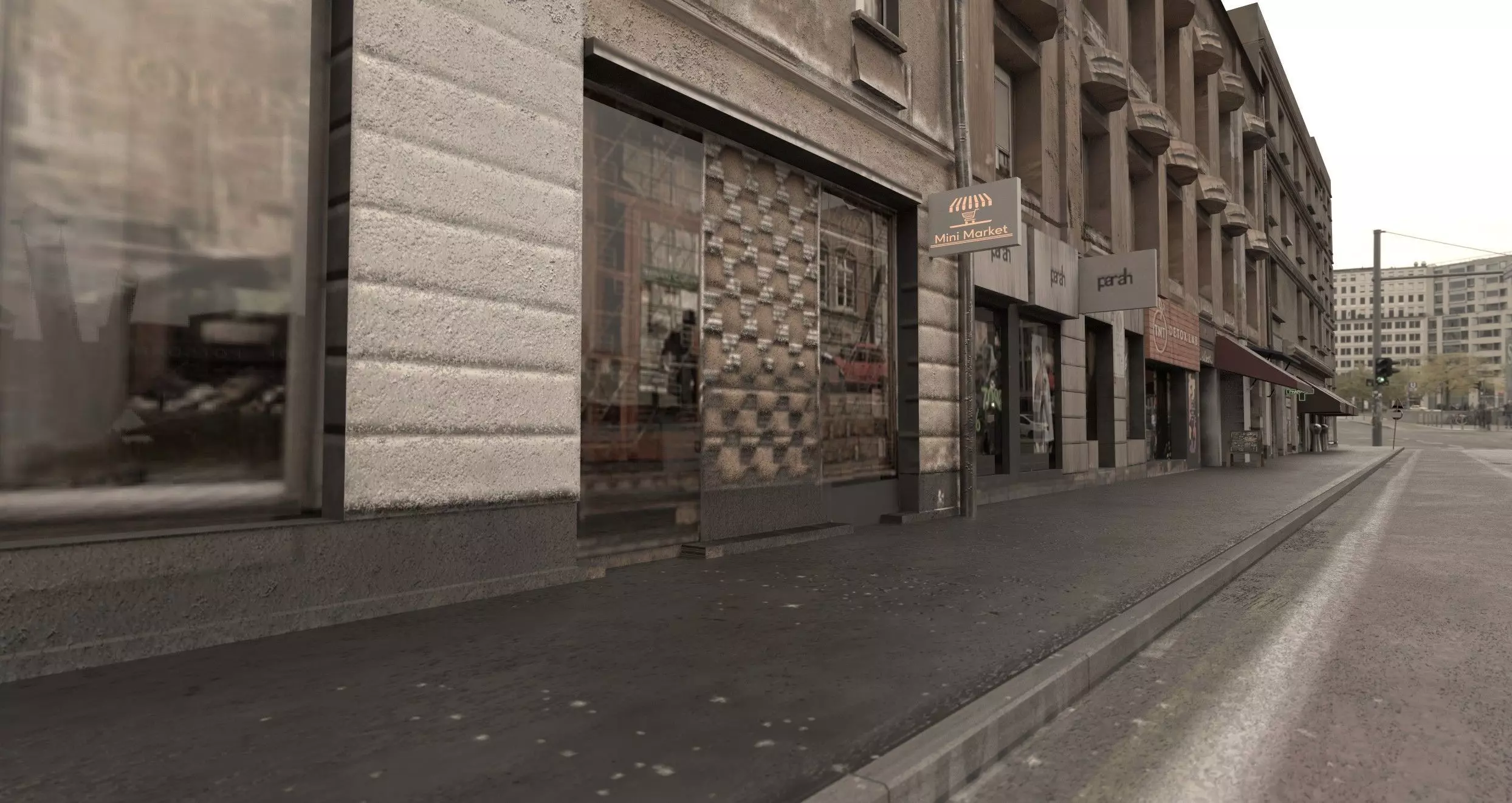 Realiistic Street Scene Low-poly 3D model_0