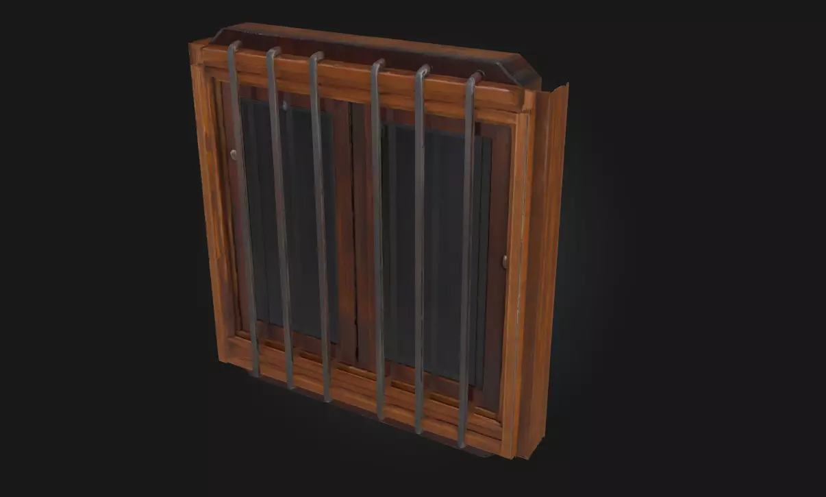 Window with Bars Secure Architectural 3D model_0