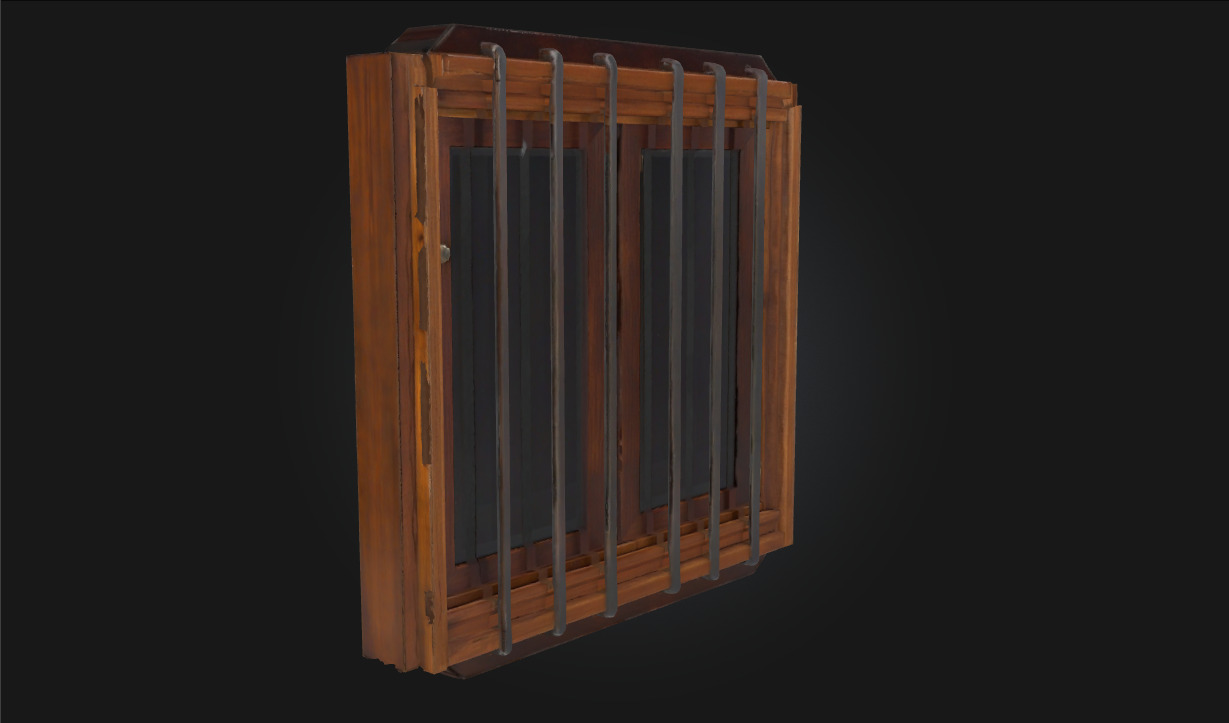 Window with Bars Secure Architectural 3D model_1