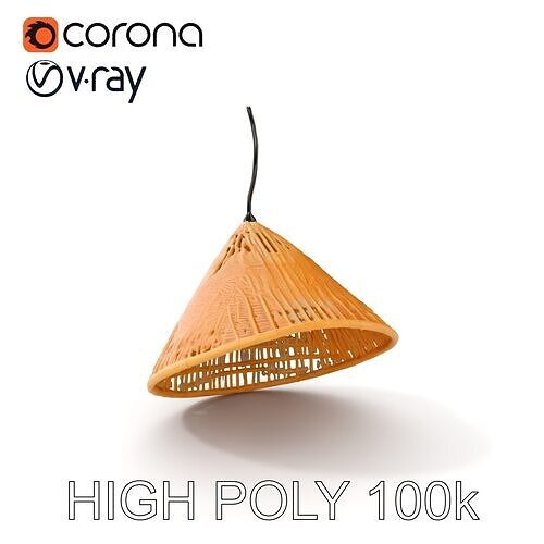 Modern Rattan Pendant Light Model Pack Low-poly 3D model