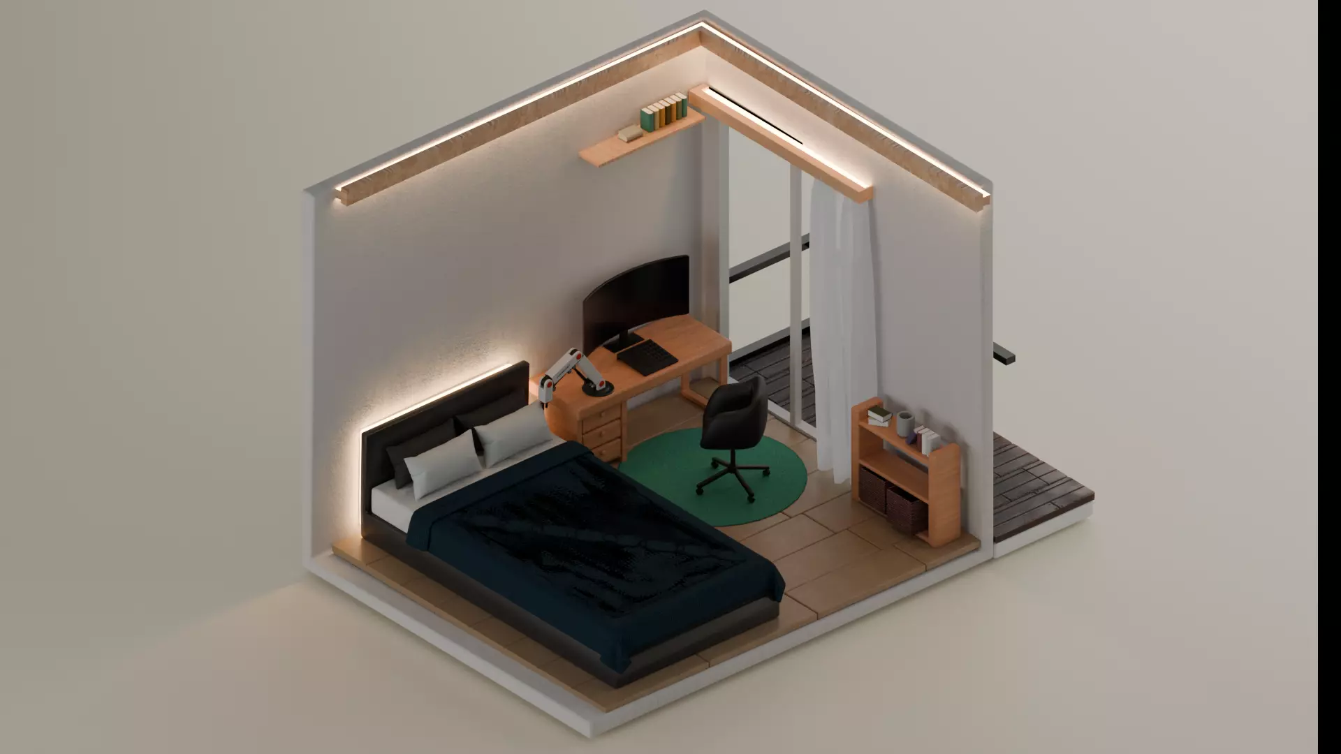 Luxury isometric room model 3D model_0