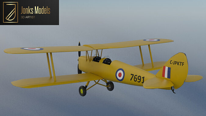 Tiger Moth Low-poly 3D model