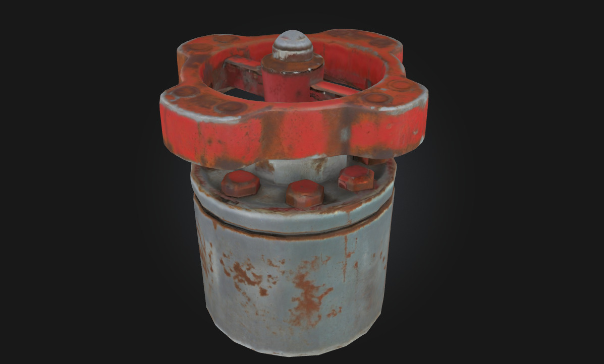 Rusty Valve Aged Mechanical Control Element  3D model_3