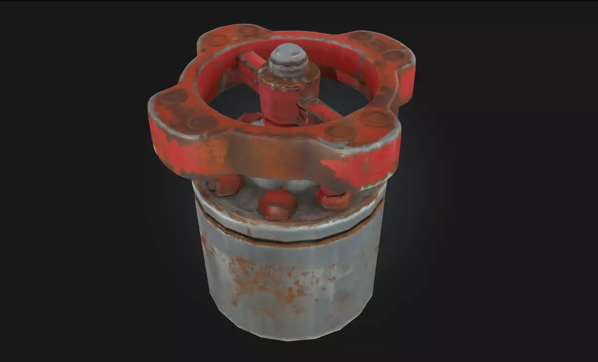 Rusty Valve Aged Mechanical Control Element  3D model_0