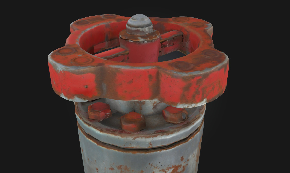 Rusty Valve Aged Mechanical Control Element  3D model_4