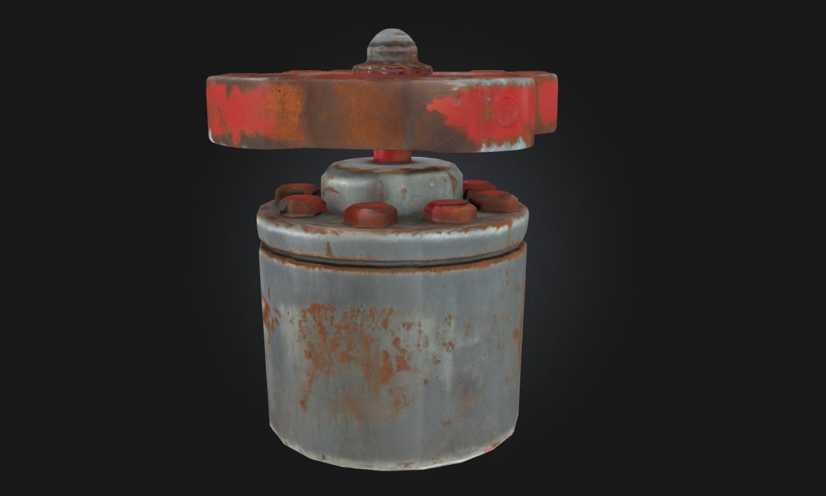 Rusty Valve Aged Mechanical Control Element  3D model_1