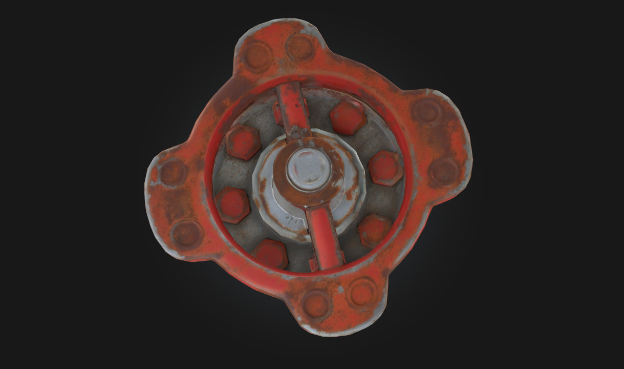 Rusty Valve Aged Mechanical Control Element  3D model_2