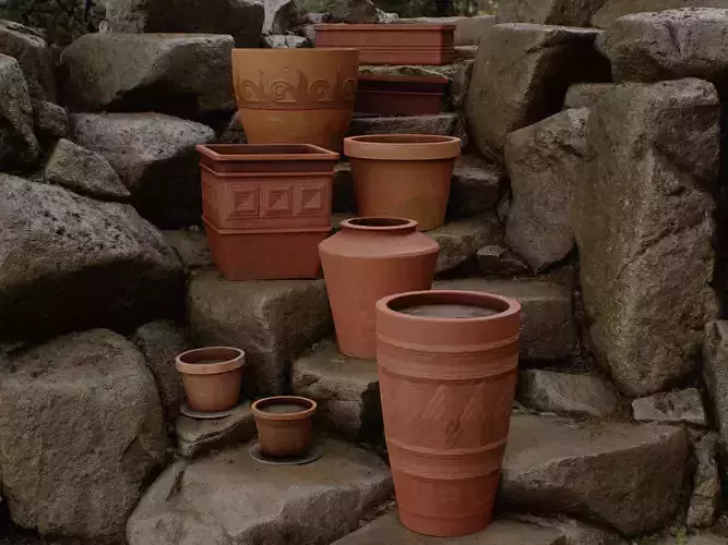 Plant Pots Low-poly 3D model