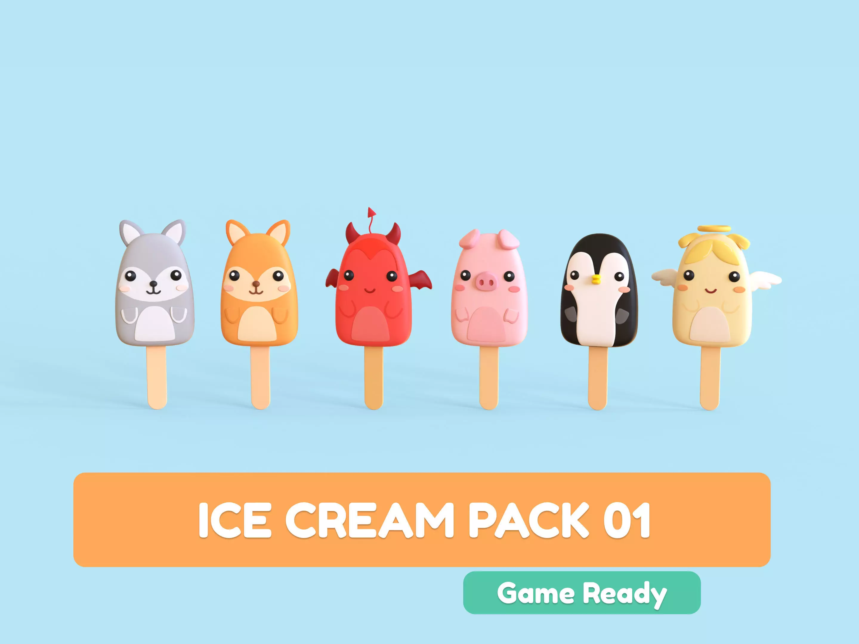 Ice Cream Pack 01 Low-poly 3D model