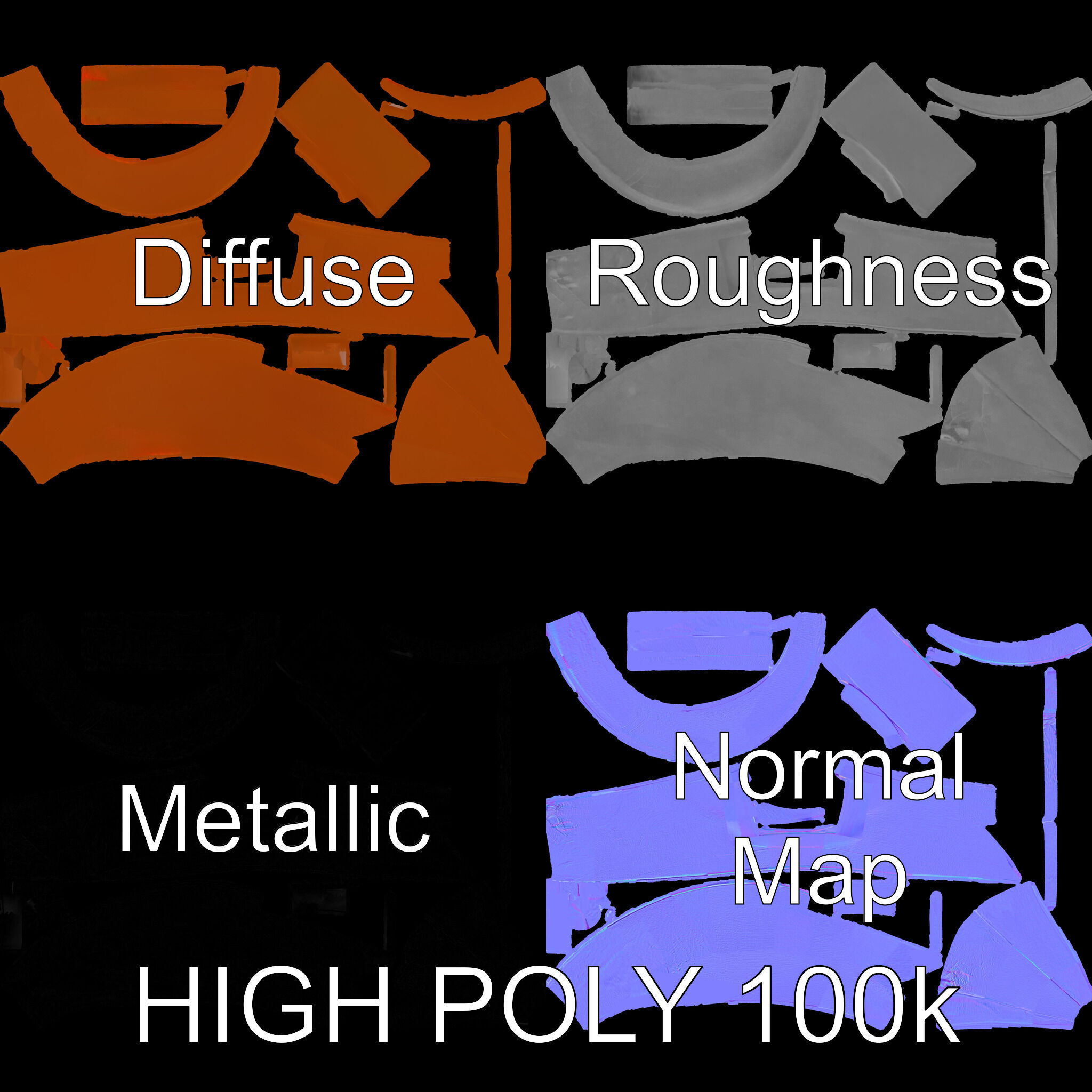 Abstract Metal Sculpture Model Pack Low-poly 3D model_3