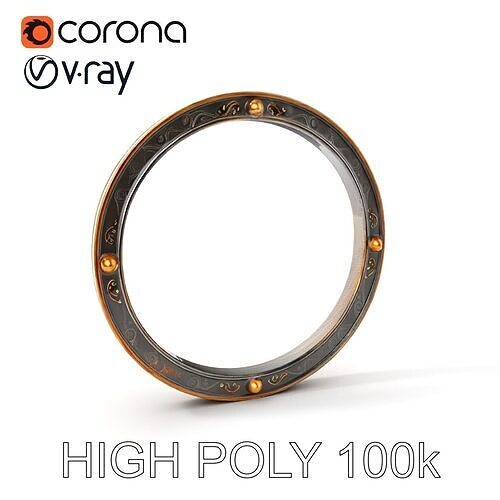 Ornate Decorated Ring Model Pack Low-poly 3D model