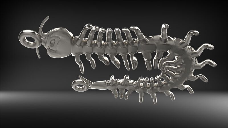 Centipede Pendant 3D print model_22