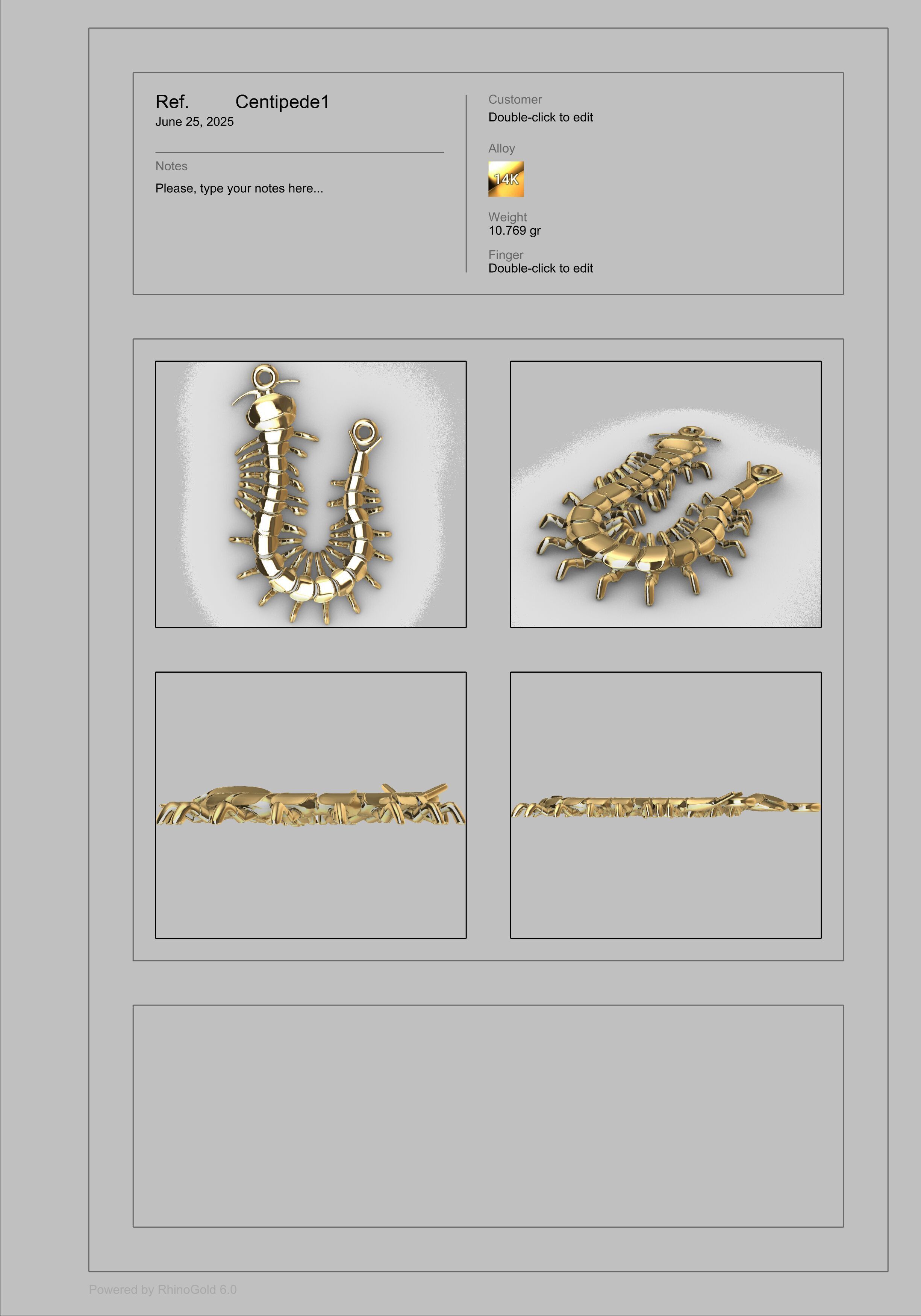 Centipede Pendant 3D print model_29