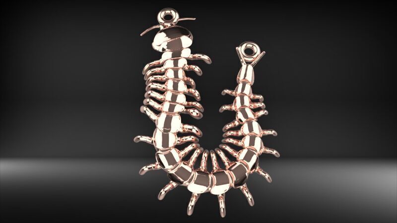 Centipede Pendant 3D print model_17