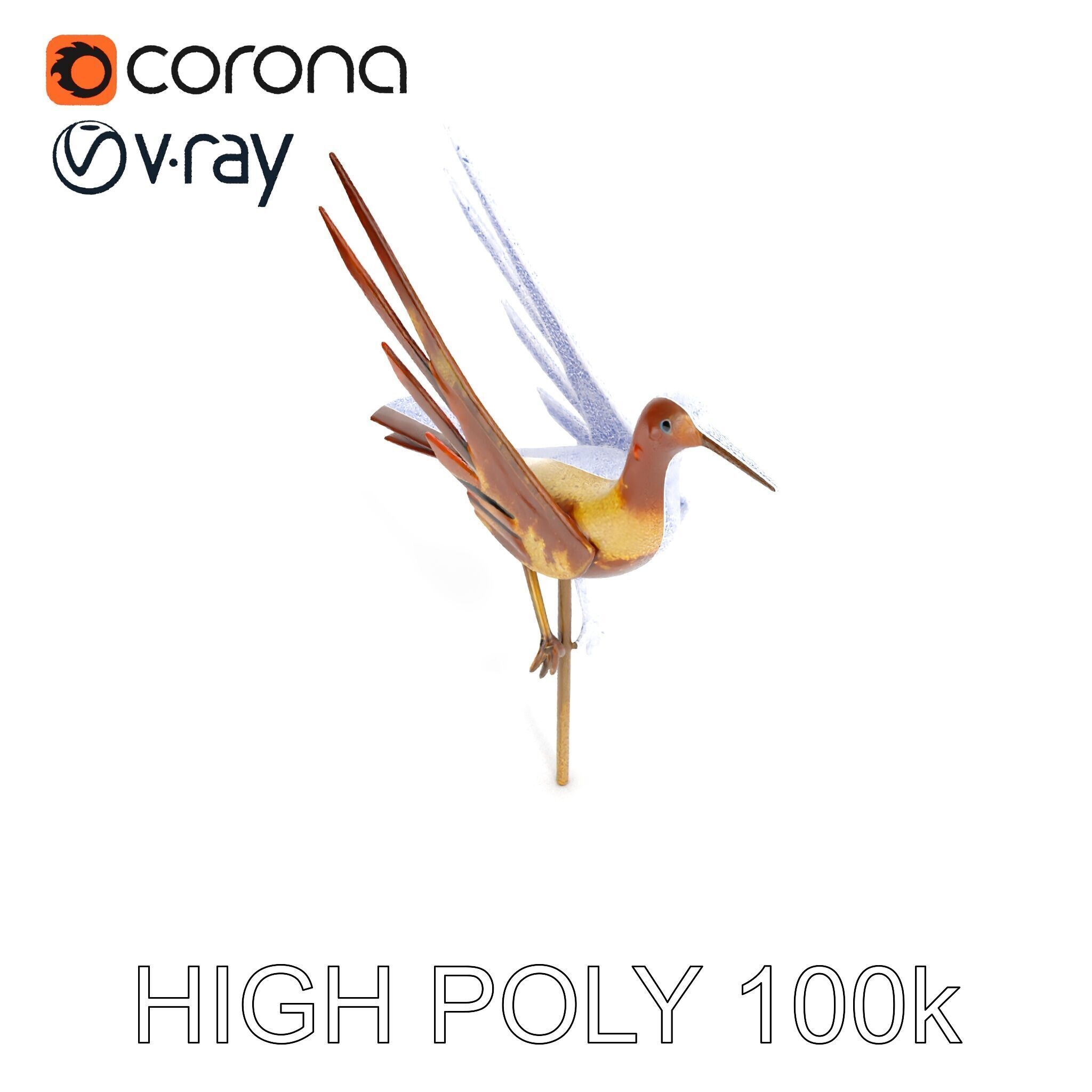 Rustic Metal Bird Sculpture Model Pack Low-poly 3D model_24