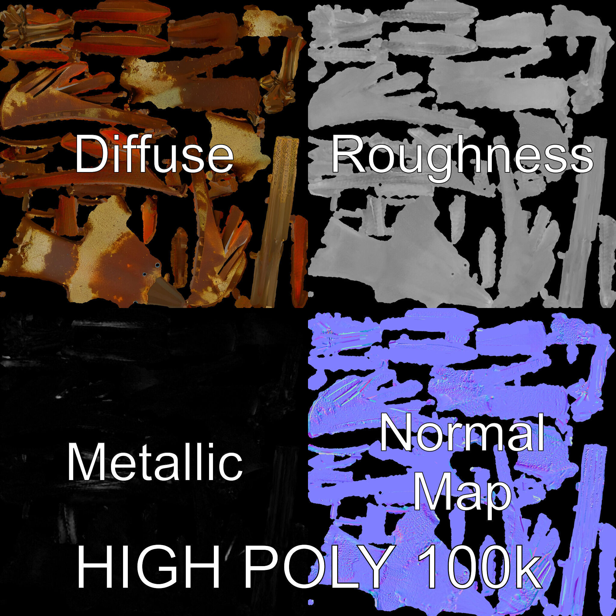 Rustic Metal Bird Sculpture Model Pack Low-poly 3D model_3