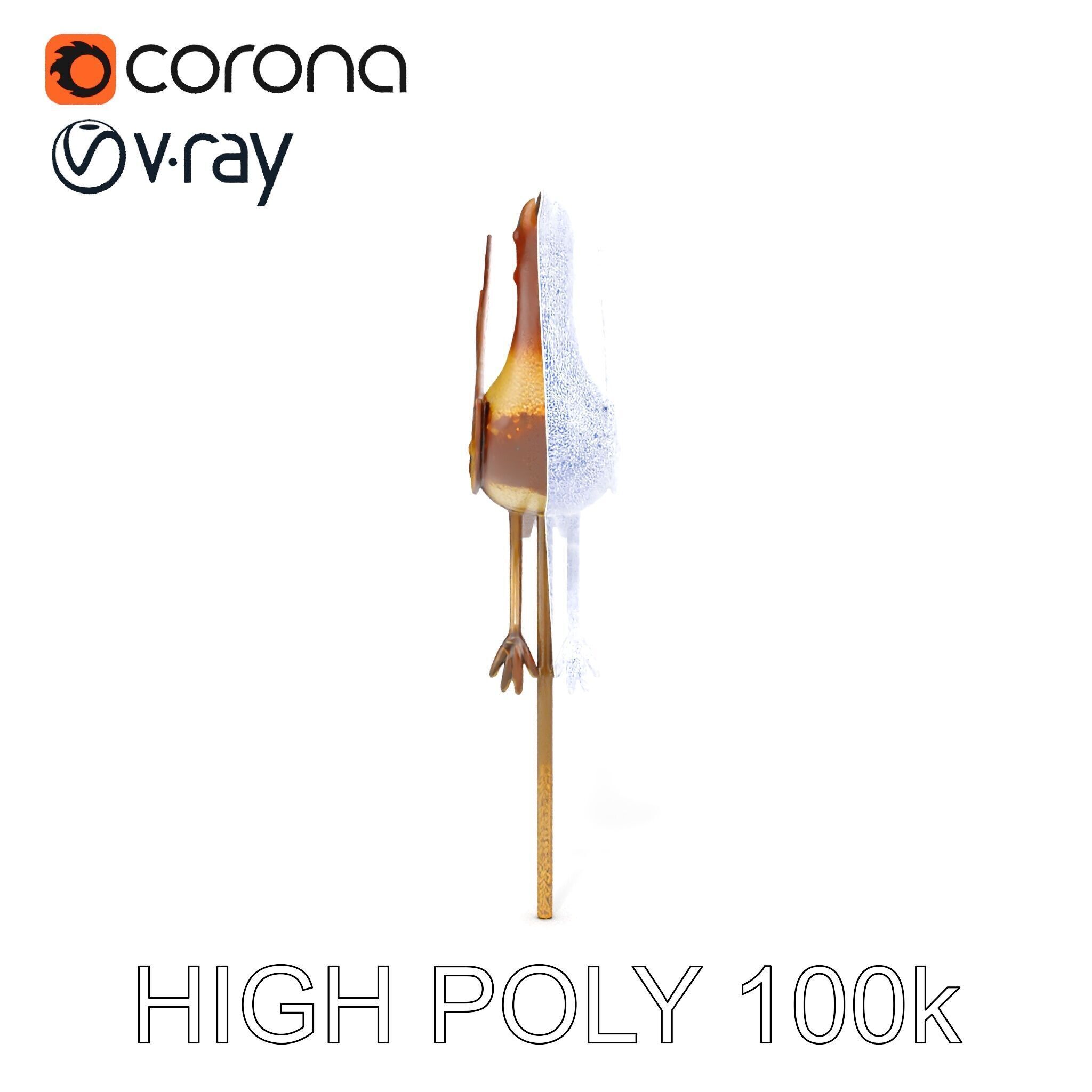 Rustic Metal Bird Sculpture Model Pack Low-poly 3D model_28