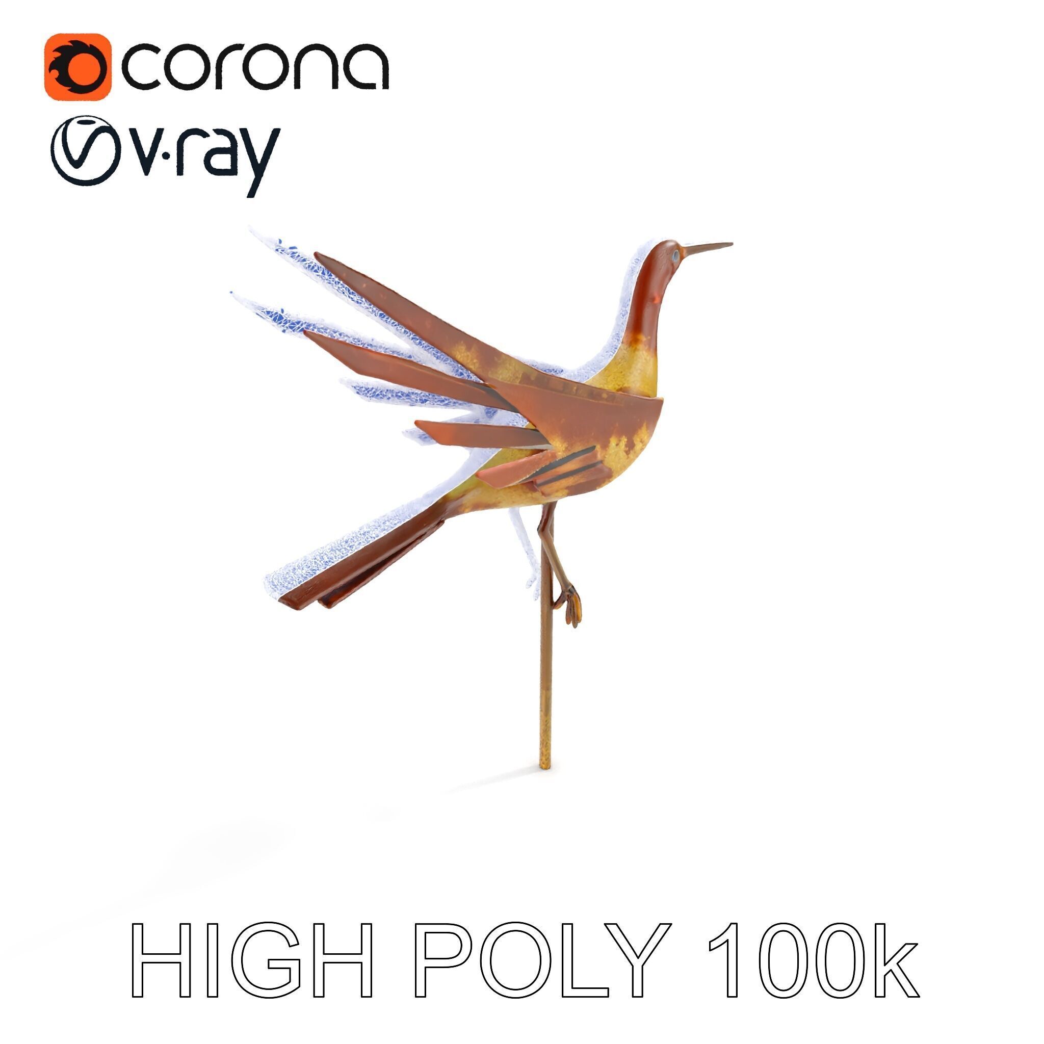 Rustic Metal Bird Sculpture Model Pack Low-poly 3D model_21