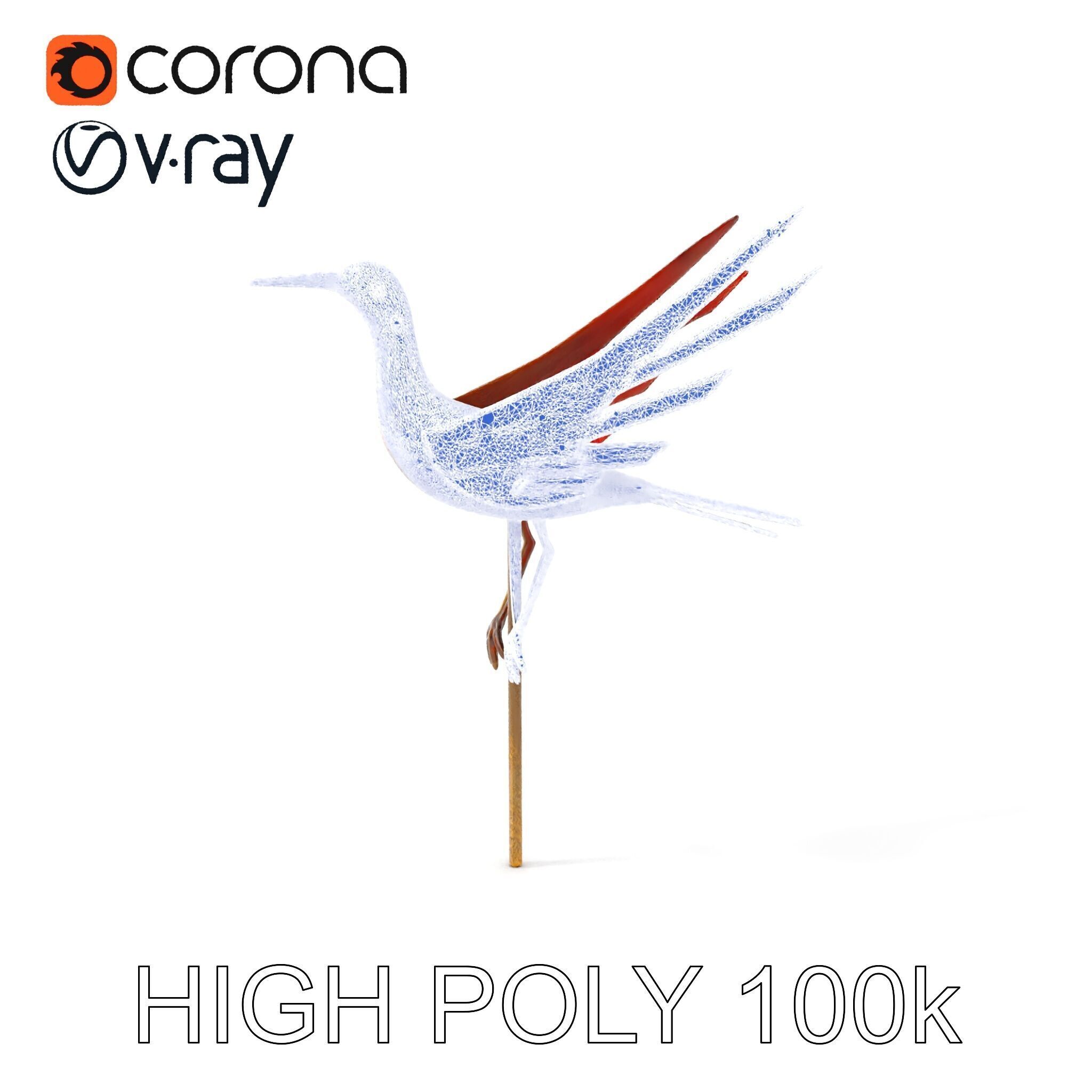 Rustic Metal Bird Sculpture Model Pack Low-poly 3D model_4