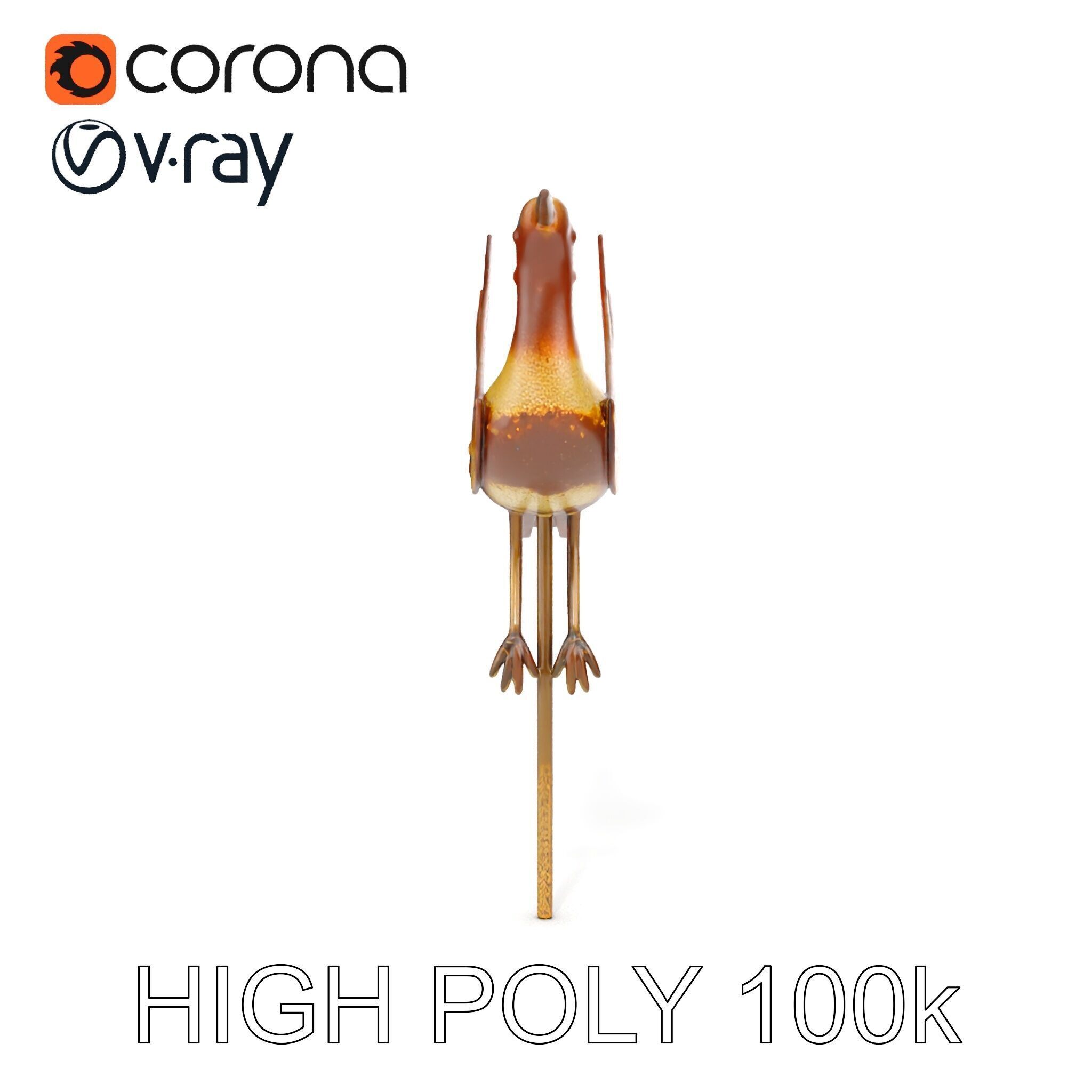 Rustic Metal Bird Sculpture Model Pack Low-poly 3D model_7