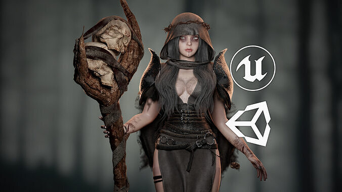 Skull Witch - GameReady Low-poly 3D model