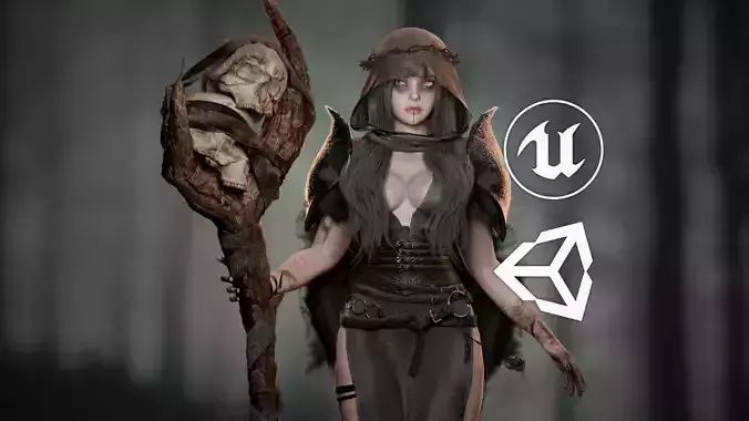 Skull Witch - GameReady Low-poly 3D model