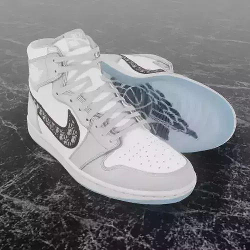 AIR JORDAN 1 HIGH x DIOR 3D SHOES Low-poly 3D model