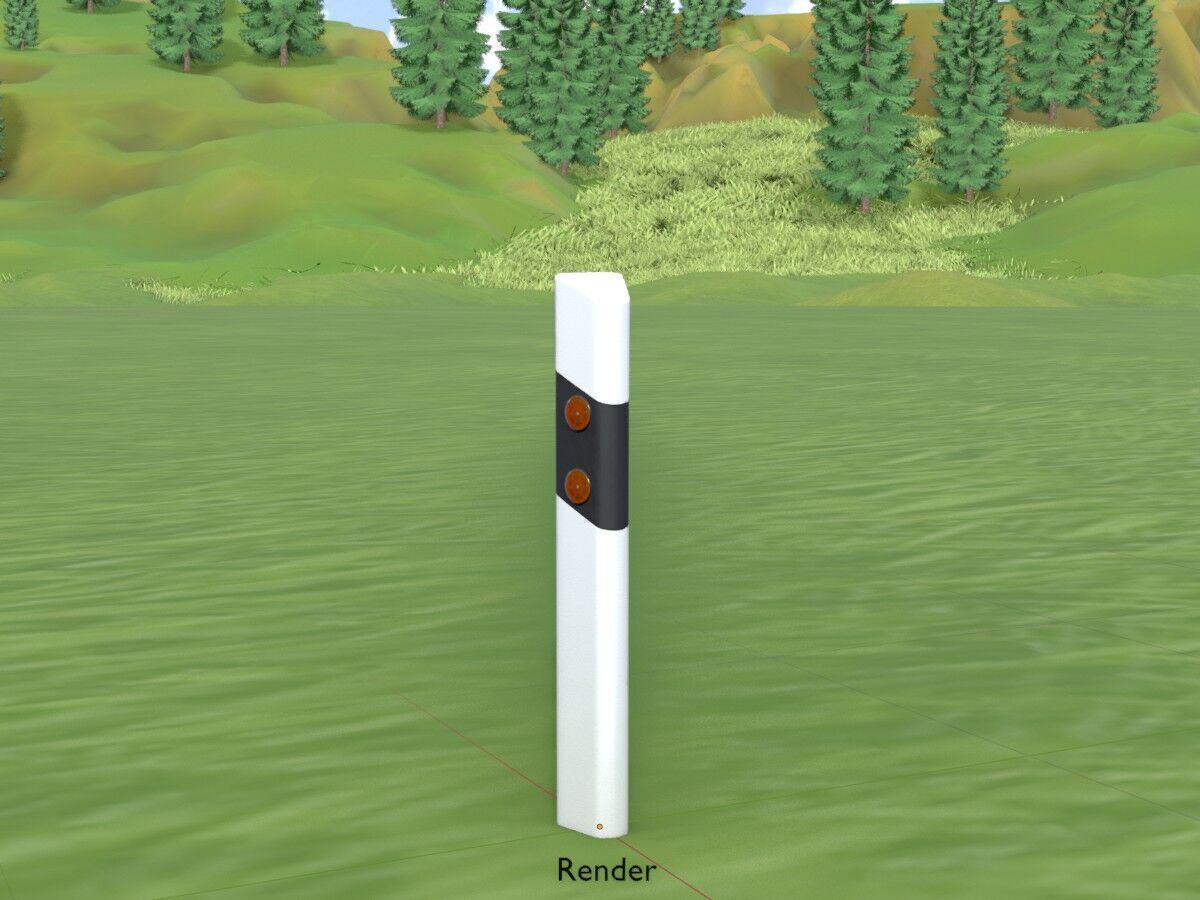 Delineator posts with yellow-orange reflectors L Low-poly 3D model_18