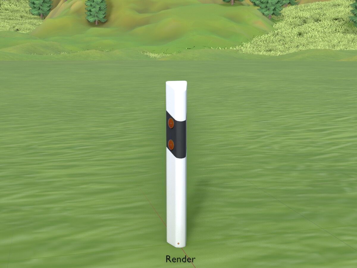 Delineator posts with yellow-orange reflectors L Low-poly 3D model_14