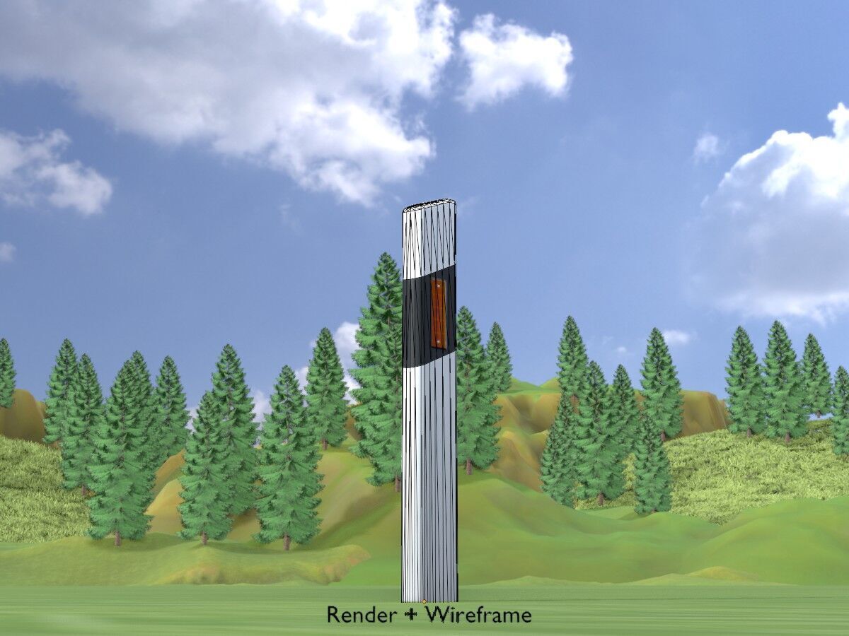 Delineator posts with yellow-orange reflectors L Low-poly 3D model_6