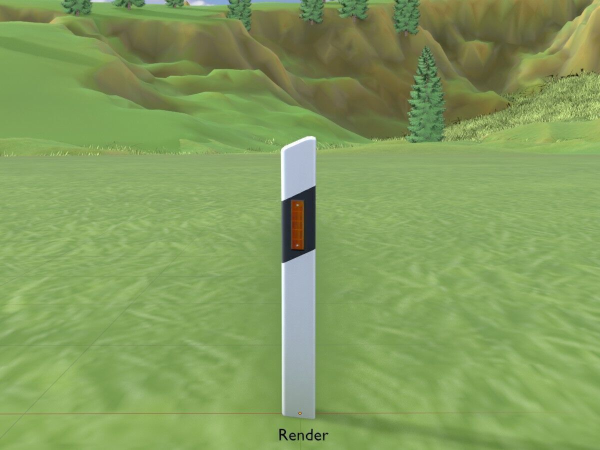 Delineator posts with yellow-orange reflectors L Low-poly 3D model_19