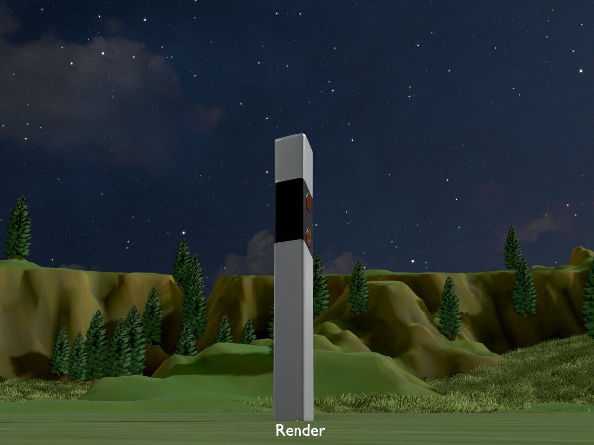 Delineator posts with yellow-orange reflectors L Low-poly 3D model_20