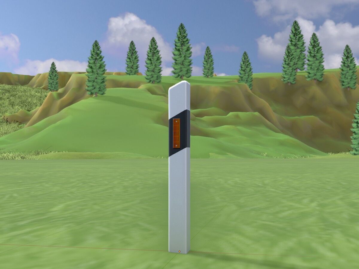 Delineator posts with yellow-orange reflectors L Low-poly 3D model_3