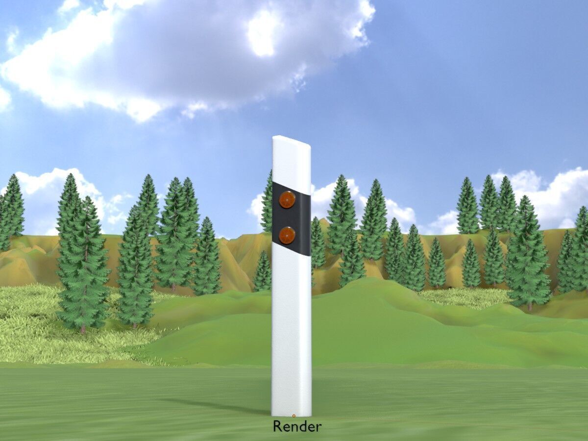 Delineator posts with yellow-orange reflectors L Low-poly 3D model_13